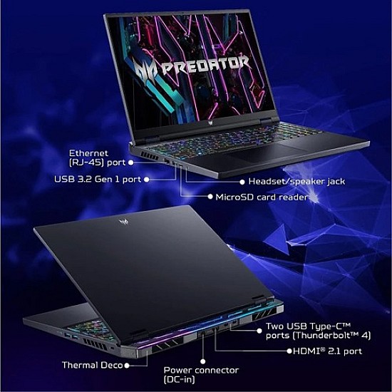 Acer Predator Helios 16 PH16-71-70L4 NH.QJQSI.004 Intel 13th Gen Core I7-13700HX 16GB DDR5 Ram 1TB Gen4 NVME RTX 4060 8GB GDDR6 16 Inch WQXGA ( QHD+) IPS 240HZ Gaming Laptop