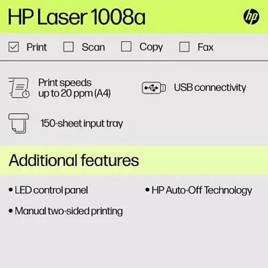 HP Laser 1008a Single Function Mono Laser Printer