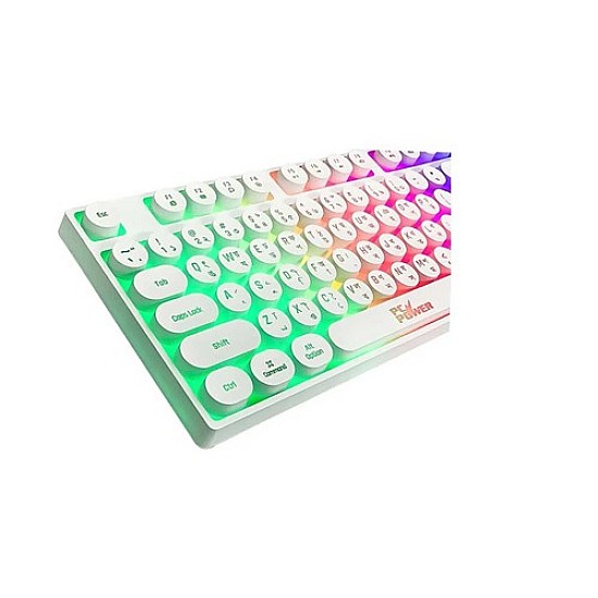 Pc Power K87 RGB White Wired Gaming Keyboard with Bangla