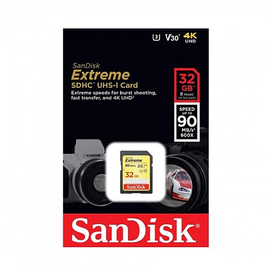 SanDisk Extreme 32GB 90mbps SDHC UHS-I Memory Card