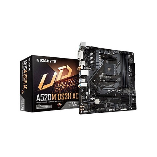GIGABYTE A520M DS3H AC Ultra Durable AMD AM4 Micro-ATX Motherboard