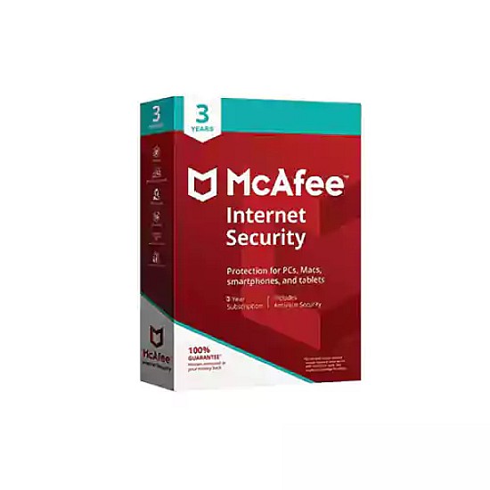McAfee Internet Security 1 Year 3 Users PC