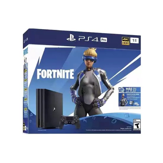 Sony PS4 Pro Jet Black 1TB Gaming Console with 1x Wireless Controller and Fortnite Game Bundle
