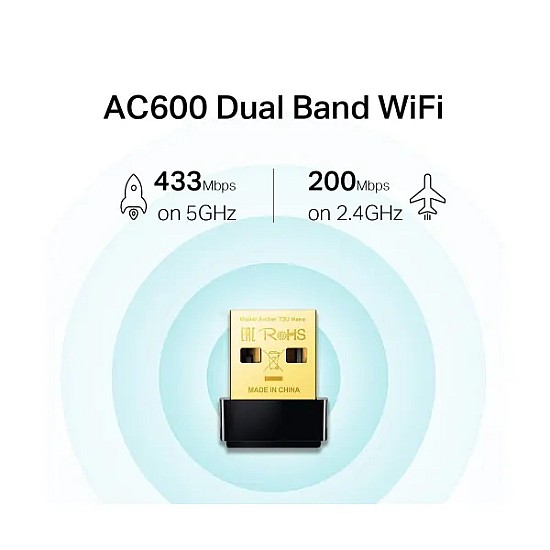 TP-Link Archer T2U AC600 Nano Dual Band USB LAN Card Adapter