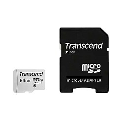 Transcend 64GB Micro SD UHS-I U1 Memory Card with Adapter (TS64GUSD300S-A)