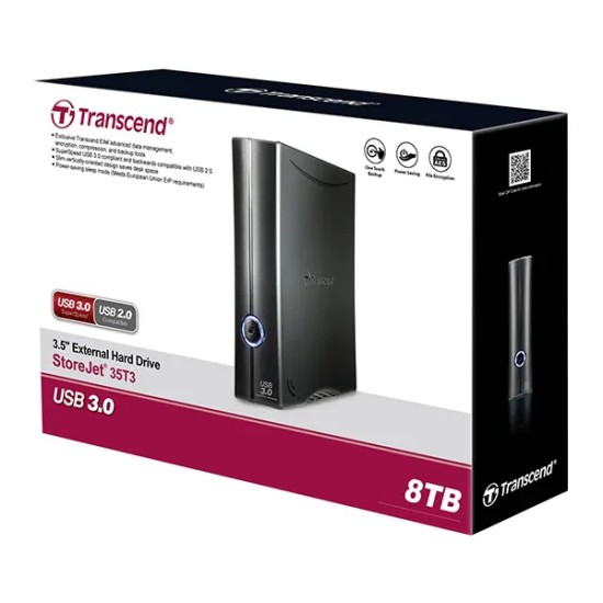 Transcend StoreJet® 35T3 8 TB 3.5 Inch External Hard Drive